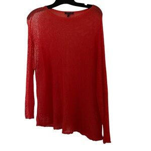 EILEEN FISHER red knit long sleeve top. PL.